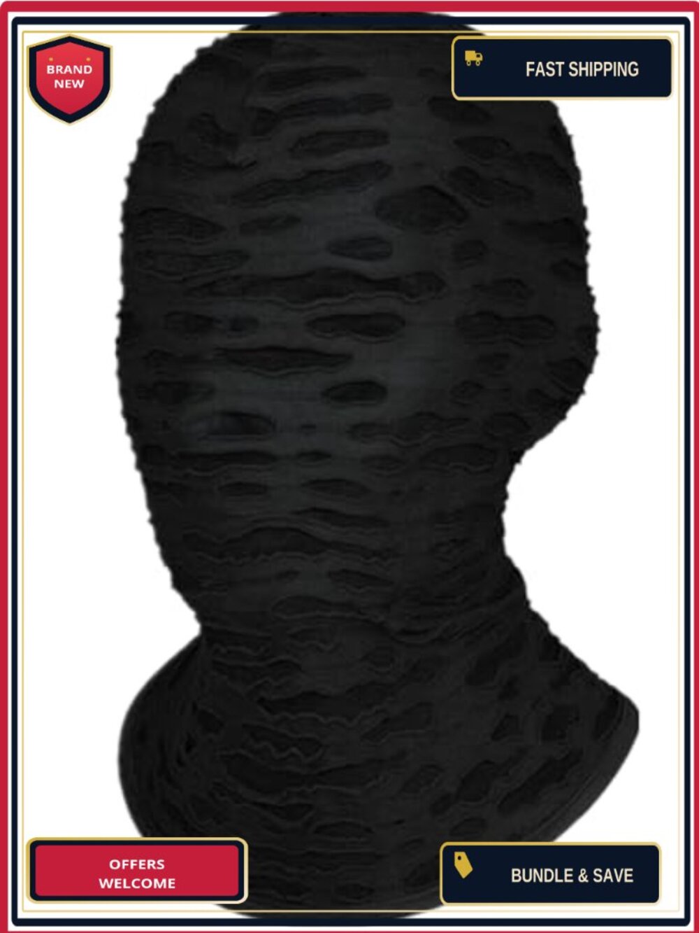 Distressed Lace Full Face Mask Breathable Cosplay Halloween Costume